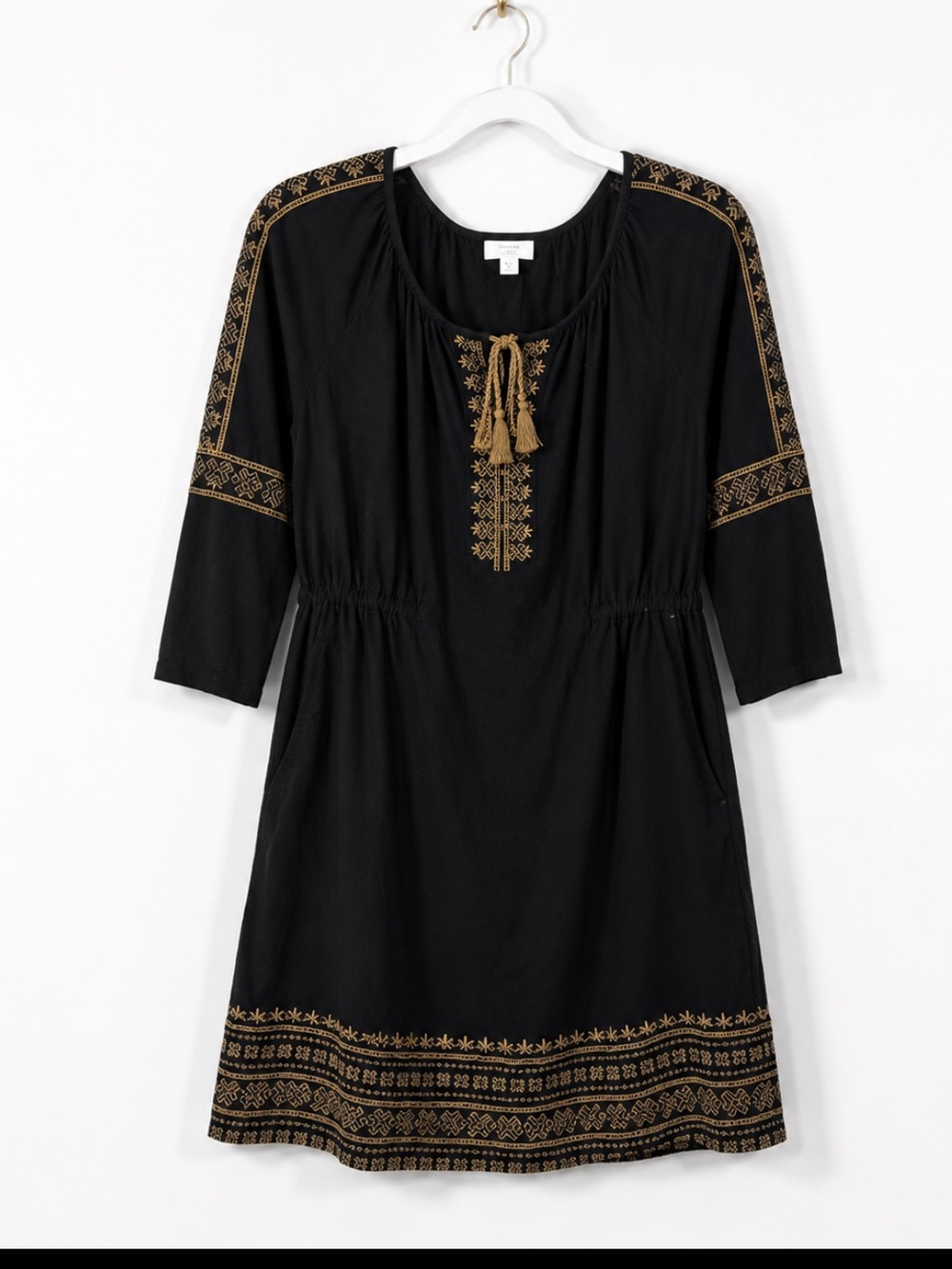 J.Jill Embroidered Black Dress